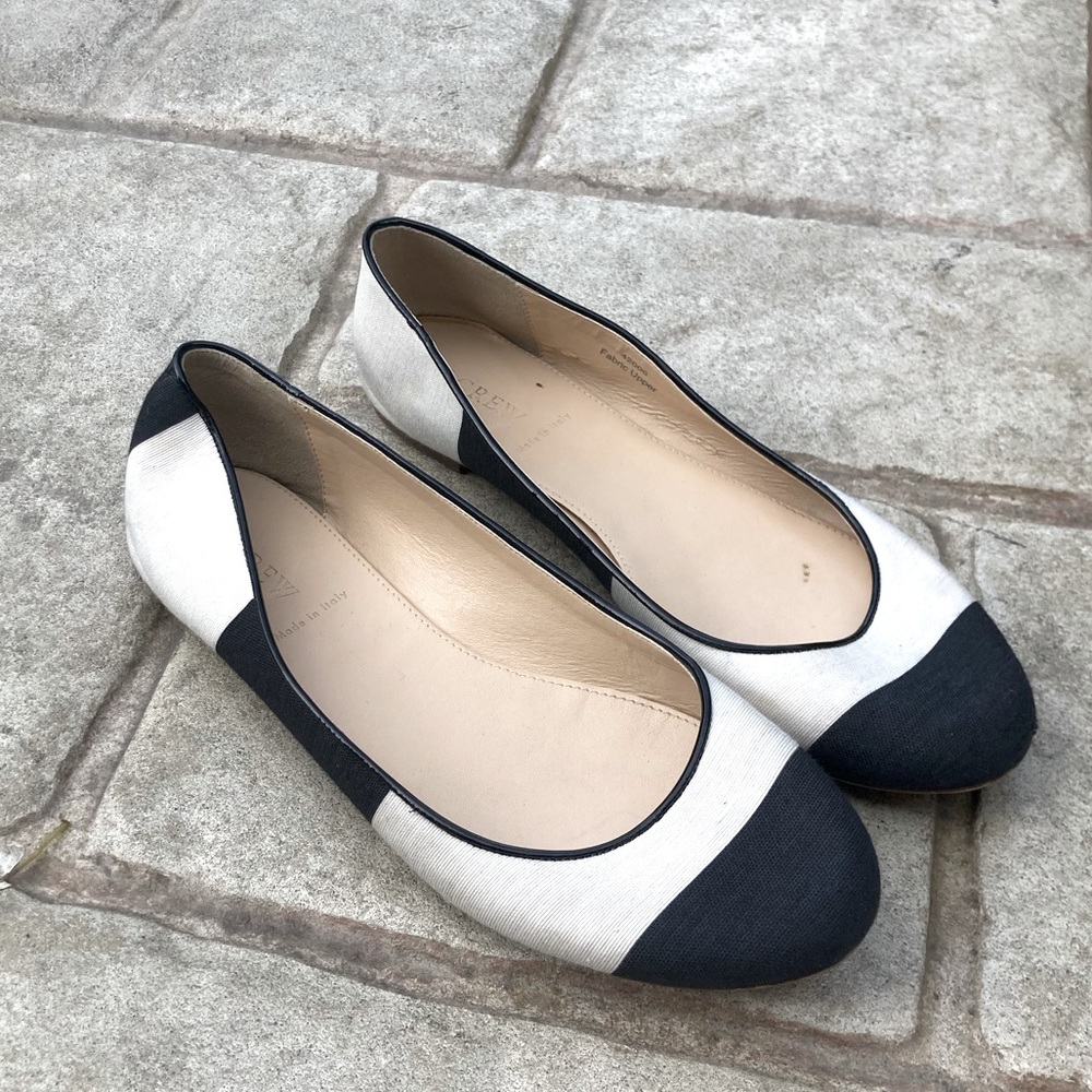 J Crew Black & White Ballet Flats Womens size 9